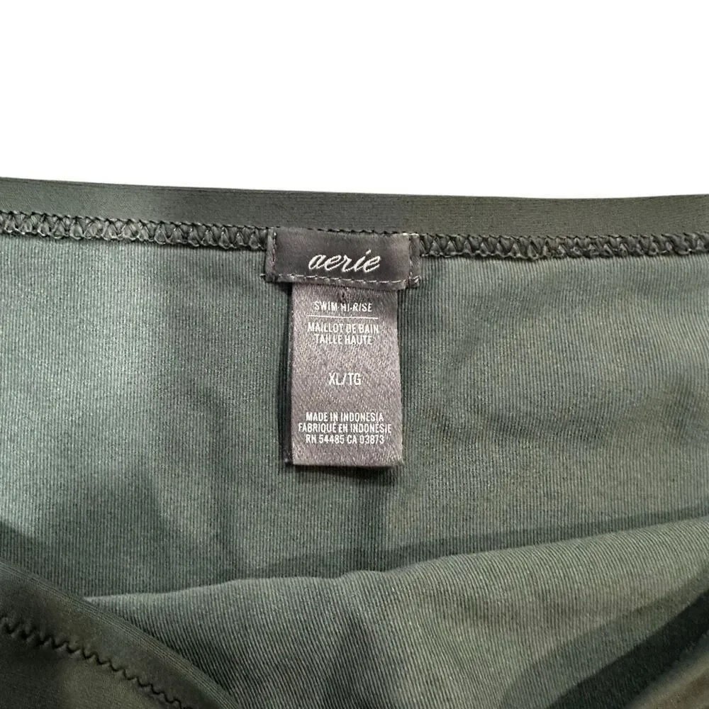 Aerie High Waisted Stretchy Full Coverage Swim Bikini Bottom Green XL